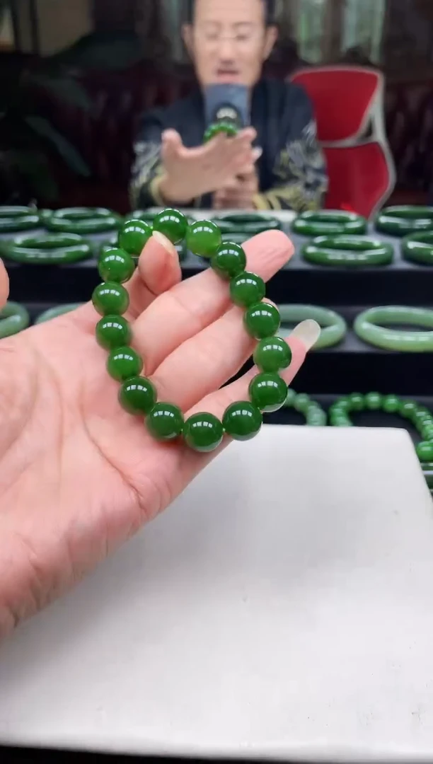 未镶嵌手串和田玉（碧玉）沙*卡12+帝王绿碧玉手串（多样性发一）