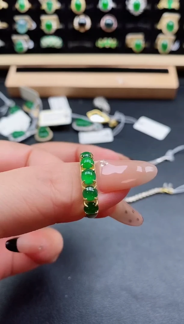 银S925镶嵌戒指翡翠1