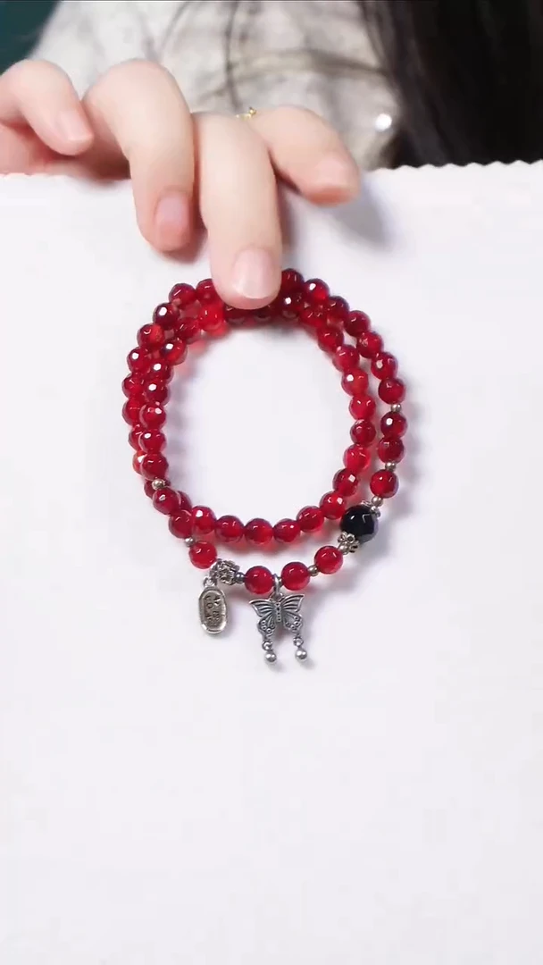 银S925镶嵌手链玛瑙/玉髓巴西玉髓银手链