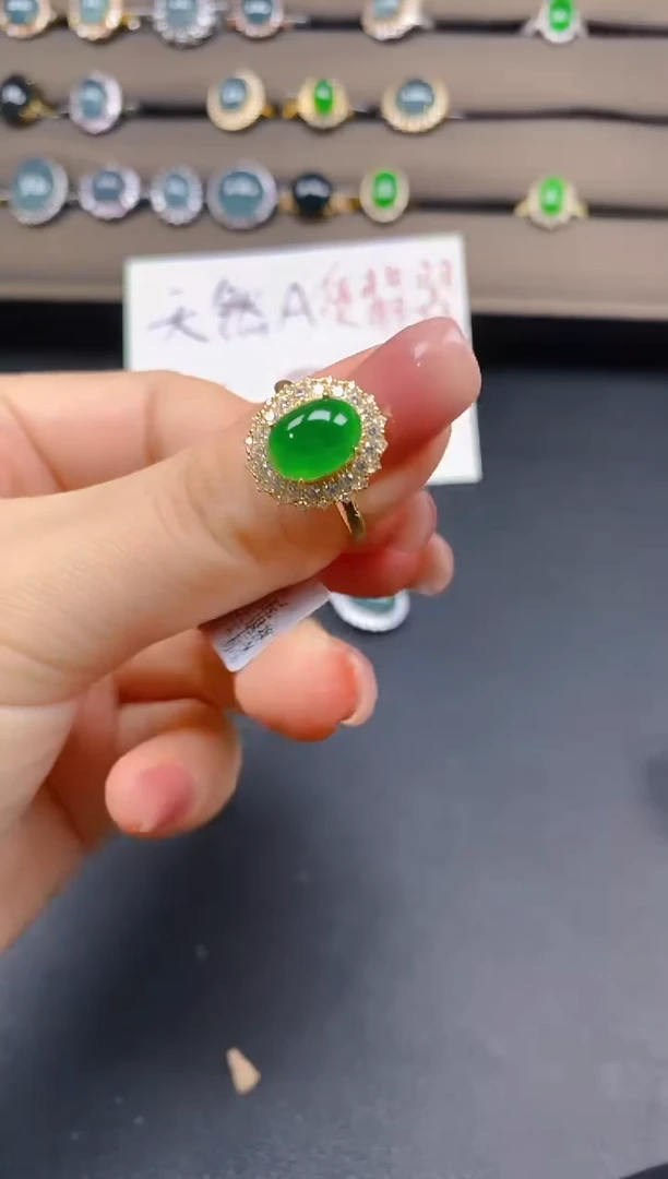 翡翠戒指银S925镶嵌2121