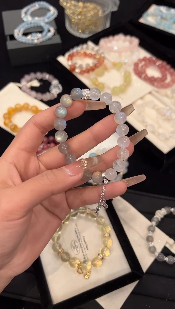 【闪购商品】水晶手链合金灰月光手链x1243