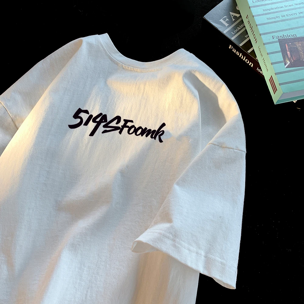 260g重磅纯棉短袖t恤男夏季美式复古字母潮牌印花宽松情侣半袖