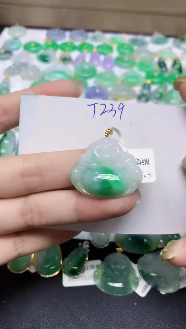 颈饰18K金镶嵌翡翠天然缅甸翡翠A货翡翠百元以上9元证书费自理