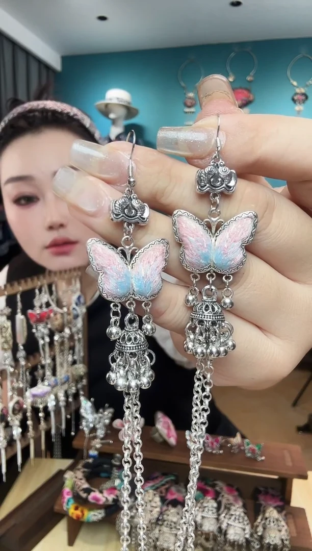 刺绣纯手工民族风刺绣耳环