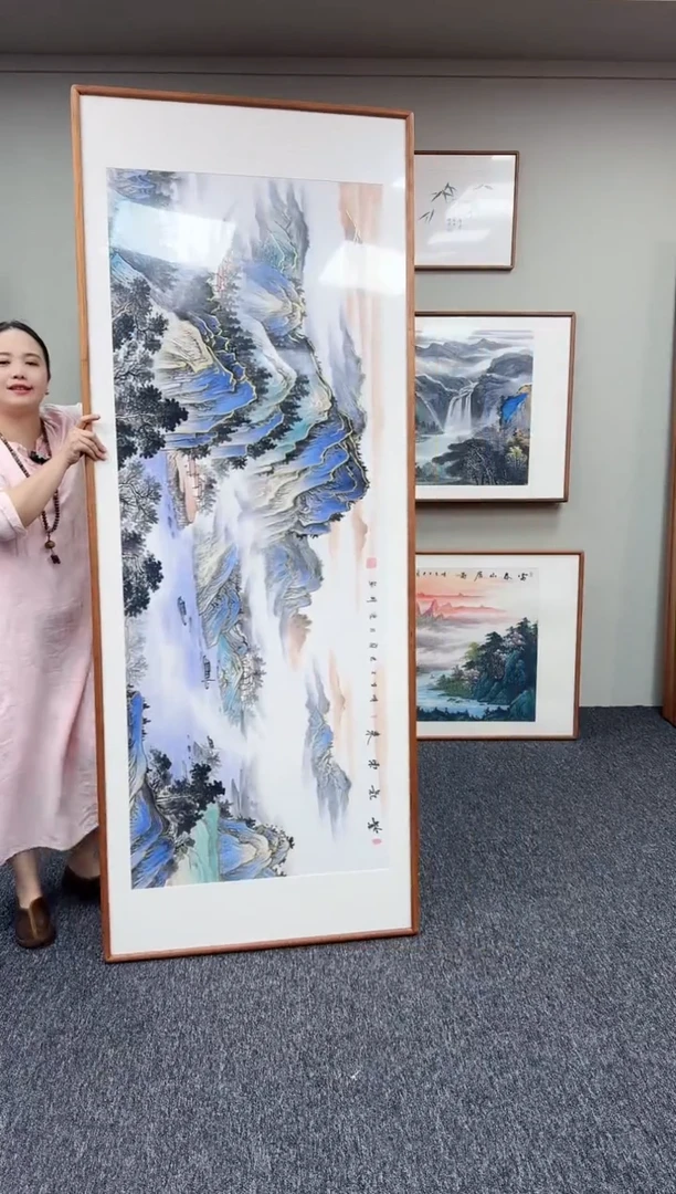 国画紫气东来210*80手写手绘