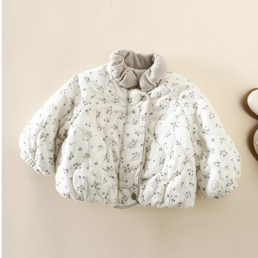 童装婴幼儿棉衣外套女宝宝秋冬季棉服碎花女童冬季轻薄夹棉上衣