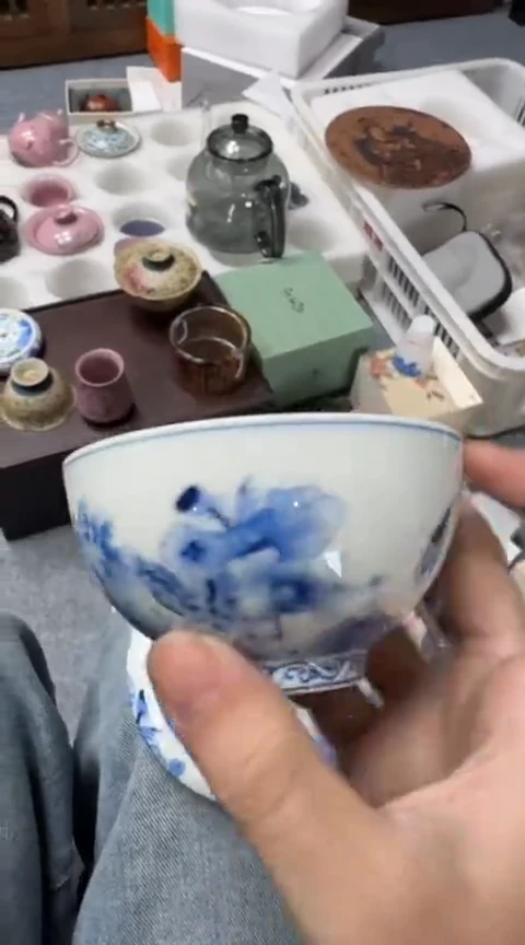摆件陶茶具茶具茶具青花普洱杯