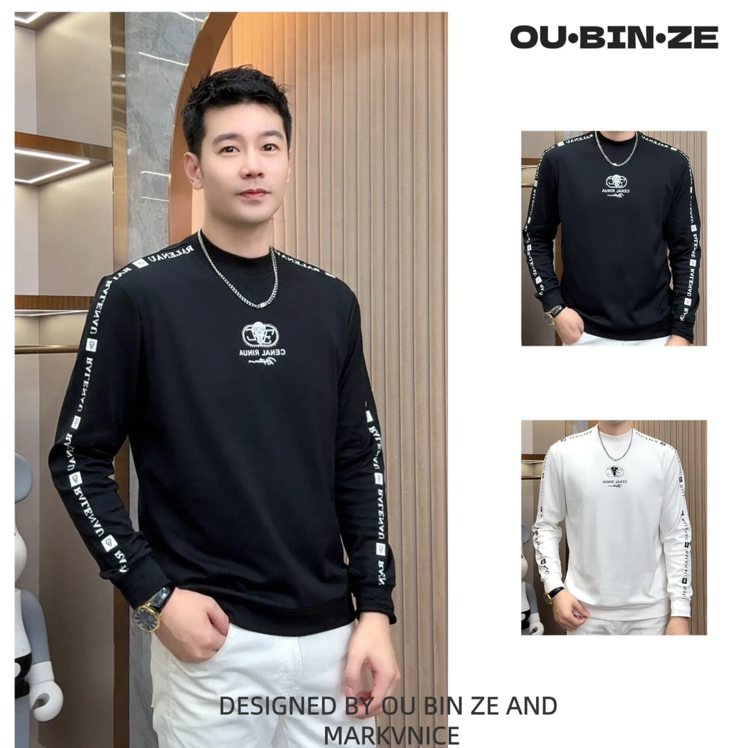 新 欧彬泽【小尼诺】欧货长袖卫衣秋冬男装中高领圆领休闲时尚9792