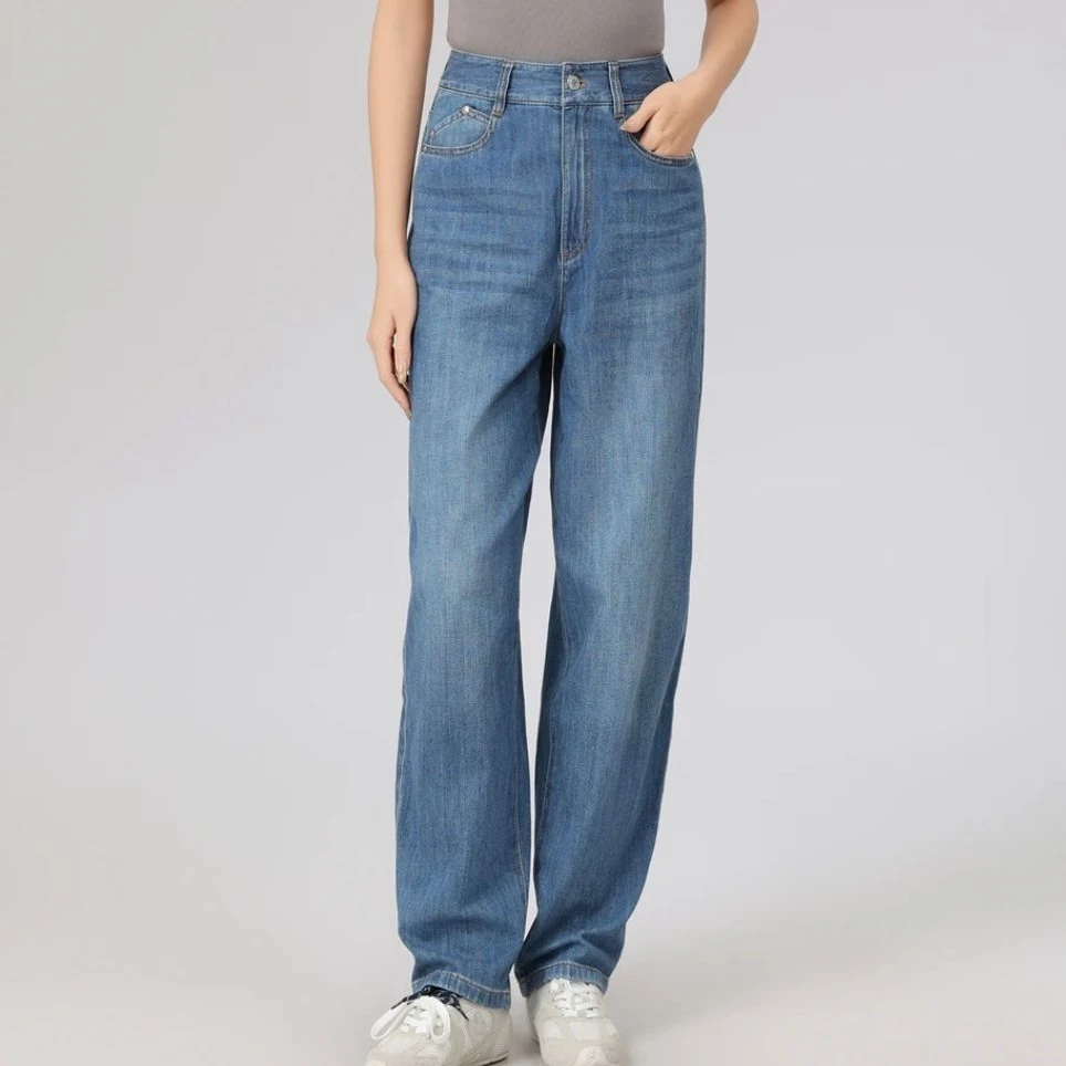 AMASS/阿玛施丹宁风中高腰水洗牛仔时尚百搭九分休闲裤5100484