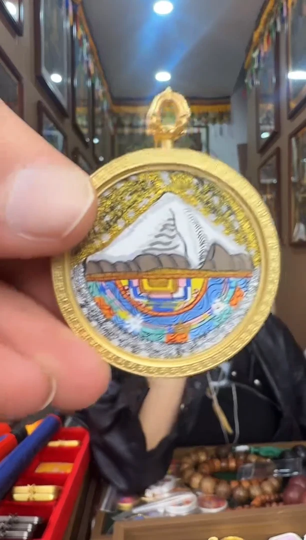 吊坠冈仁波齐山-热贡纯手绘唐卡