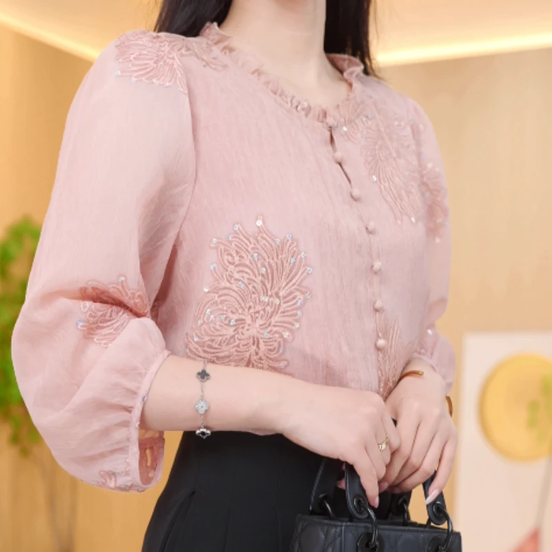 【苏绣工艺】扶摇2025新款新中式国风设计感气质小衫M371沐沐