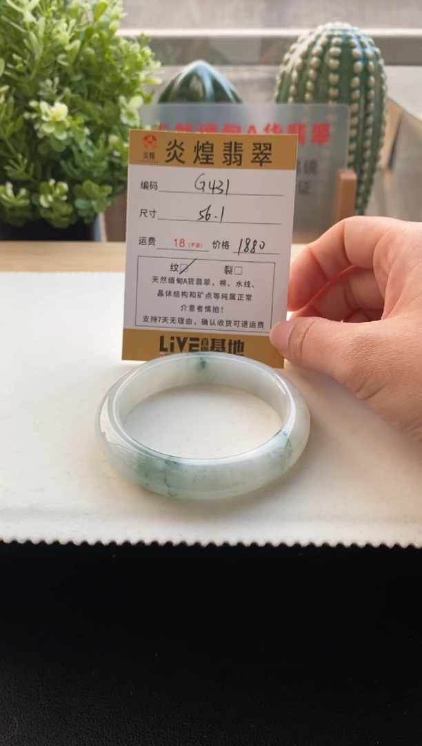 未镶嵌手镯翡翠圈口56.1编码g431