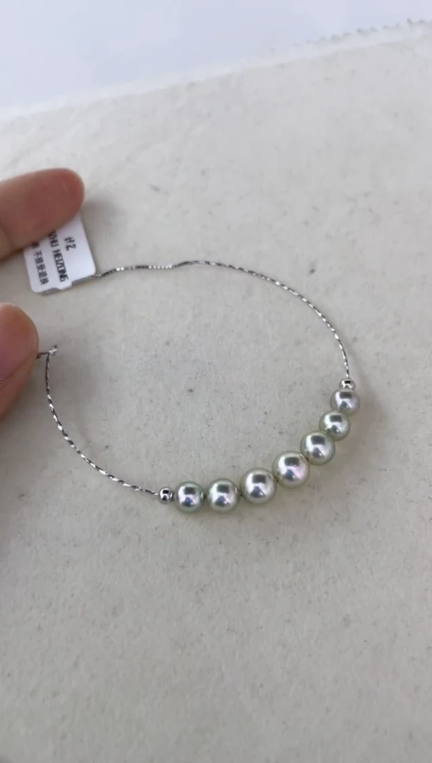 海水珍珠银S925镶嵌手绳手镯