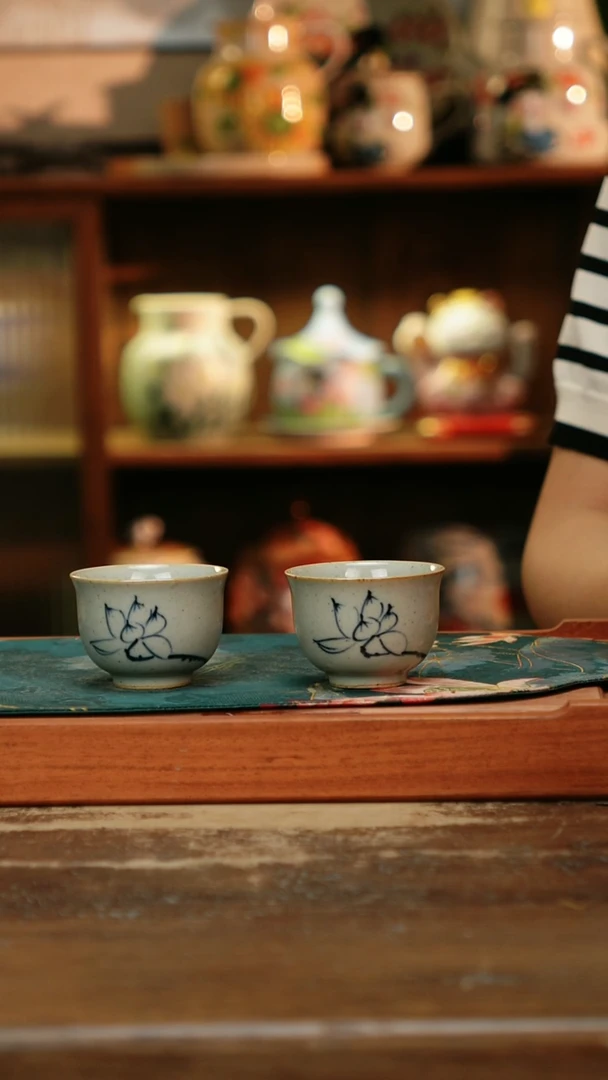 瓷片景德镇纯手工釉下彩精品茶具水杯