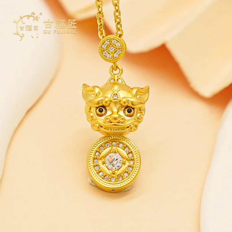 古福匠黄金足金吞金兽D坠精致时尚坠配件