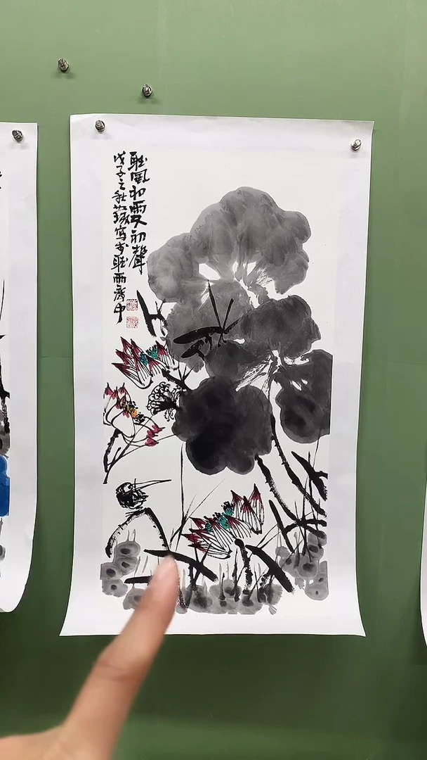 竖款精品三尺荷花，听风