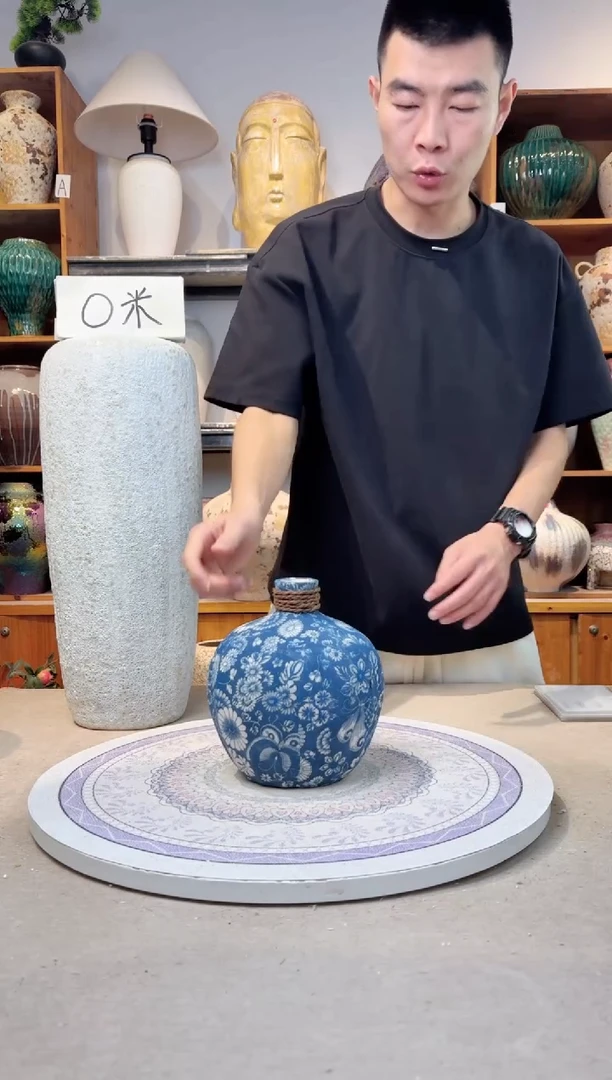 瓶陶瓷花瓶  福利  青花麻绳小号  不装水