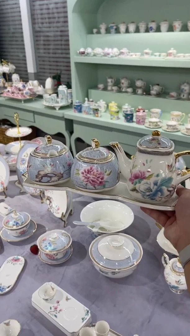 36%以上骨粉骨瓷盐罐油壶四件套送小白勺