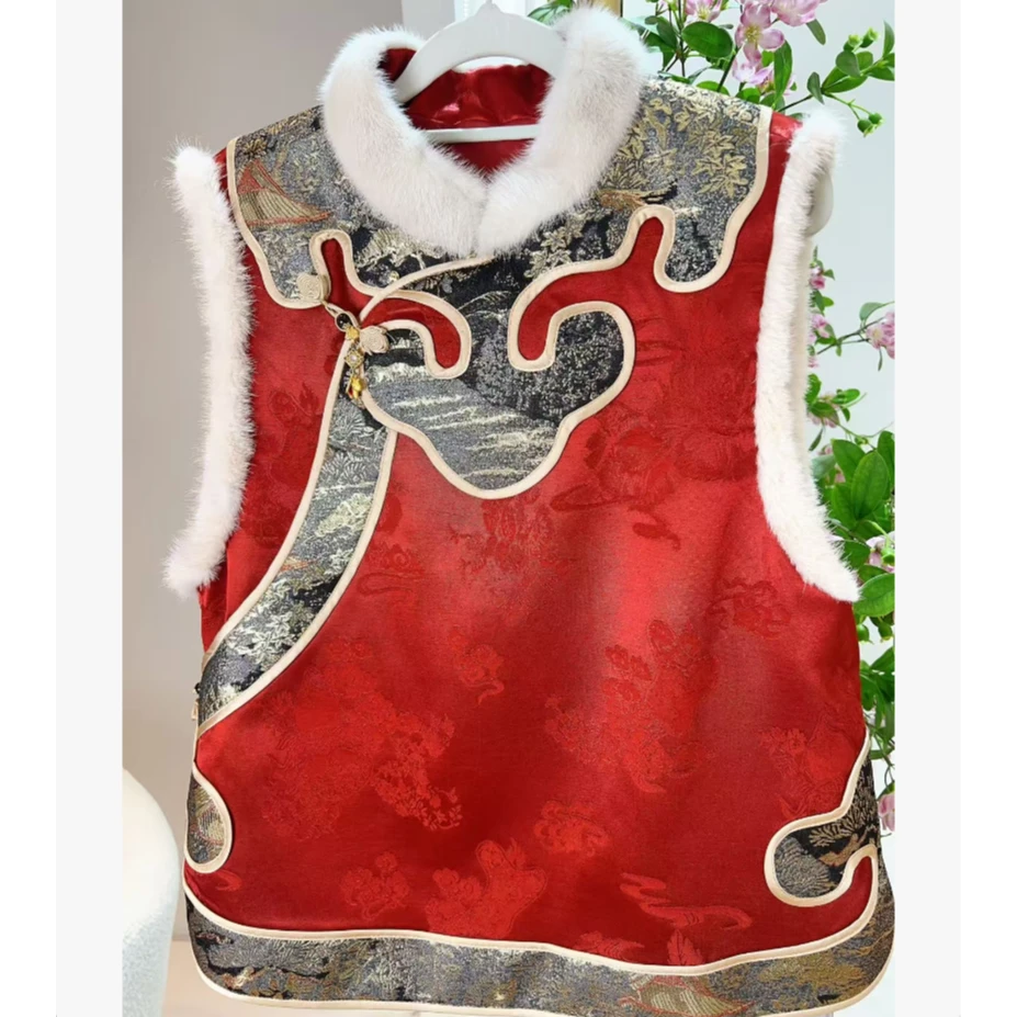 《姹紫嫣红》新中式冬款外套穿搭新款马甲2025d1133佳佳-大女王仓