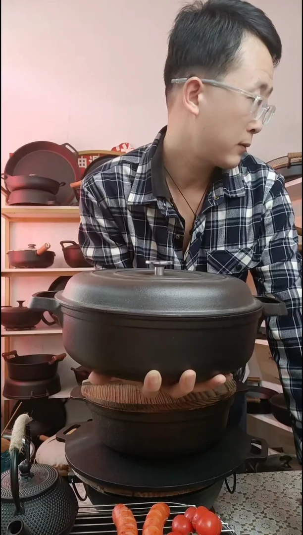 铸铁样品锅31cm加深煎锅+铁盖