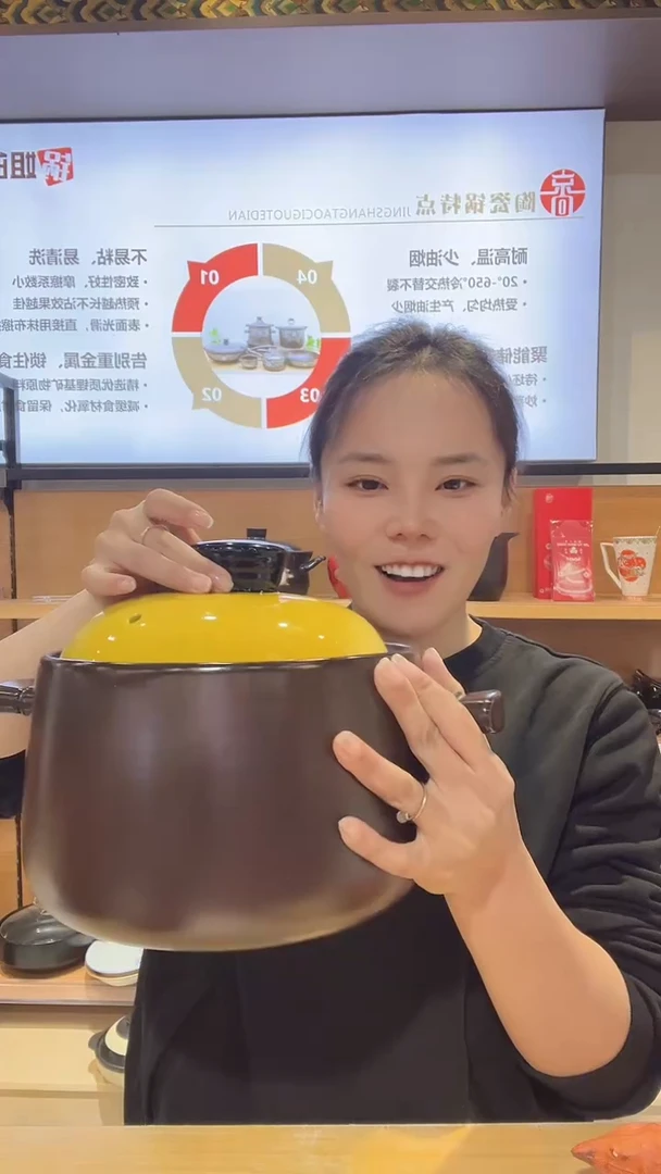 【闪购商品】瓷片黄色4升陶瓷砂锅