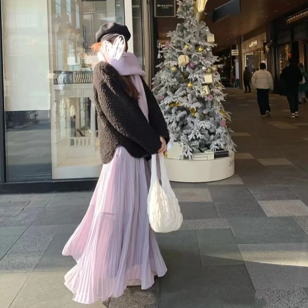 【小王家】8068-春夏新款微胖显瘦女装长裙半身裙气质高腰温柔风