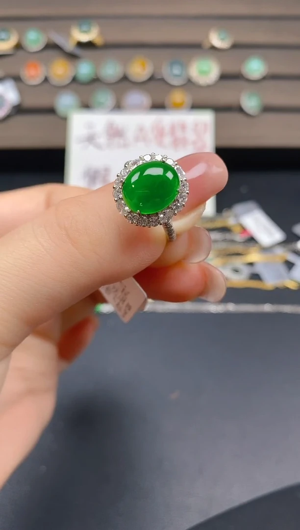翡翠戒指银S925镶嵌61