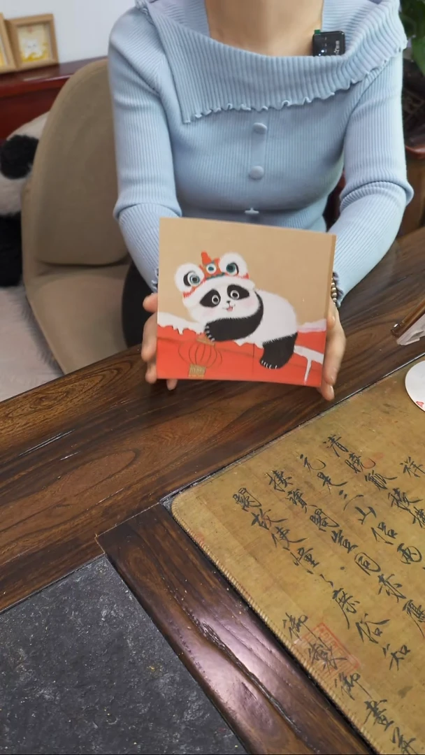 【闪购商品】装裱画方8寸纯手绘爆闪小熊猫2
