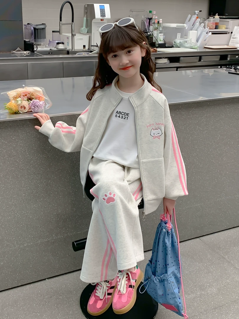 女童运动套装春秋款2025新款洋气童春季儿童外套两件套春装Q13051