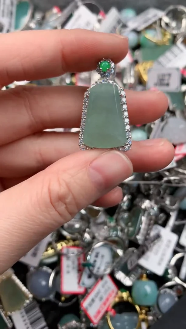 银S925镶嵌戒指翡翠1010----1