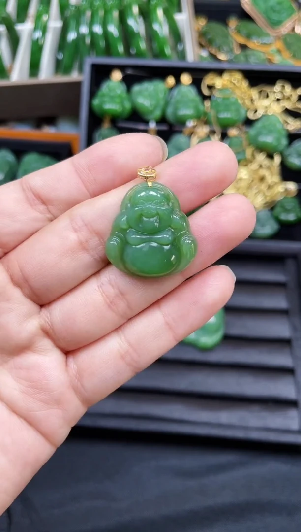 【闪购商品】和田玉吊坠18K金镶嵌多样性发一