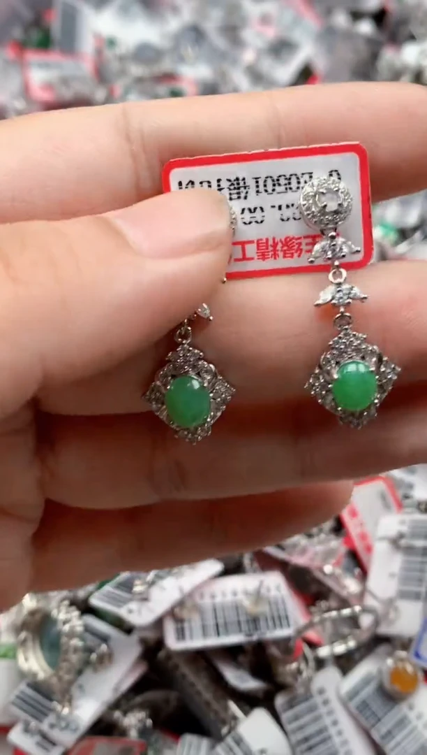 银S925镶嵌戒指翡翠天然A货缅甸翡翠