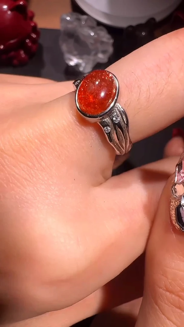 【闪购商品】日光石戒指银S925镶嵌JTY5 金太阳