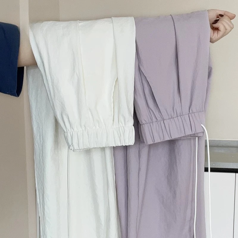 山本裤女夏季薄款白色裤子垂感显瘦紫色弯刀小个子女款冰丝阔腿裤