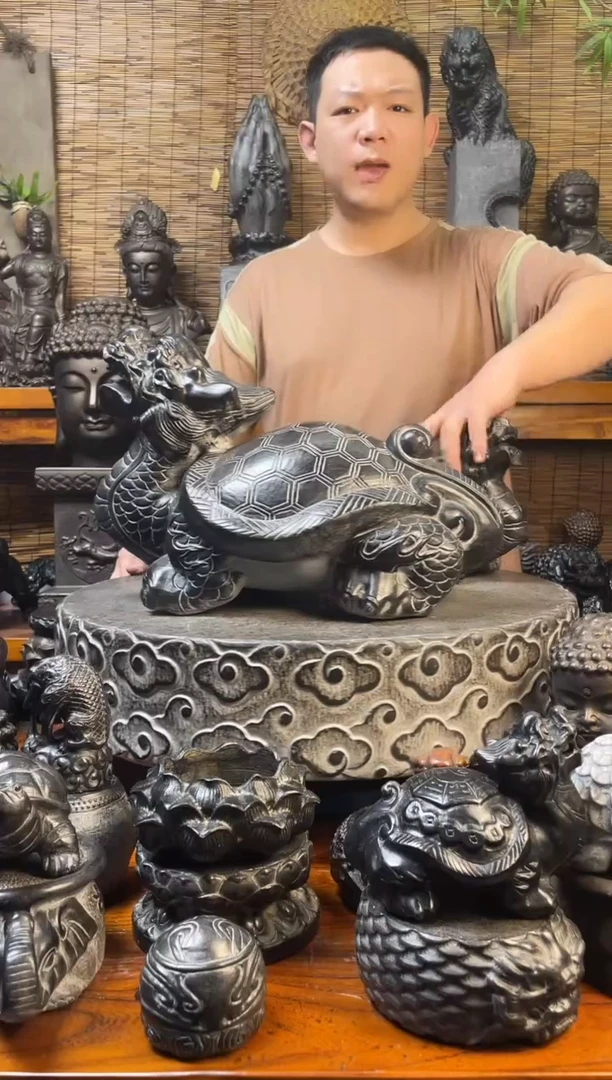 石材46龙龟天然青石雕刻