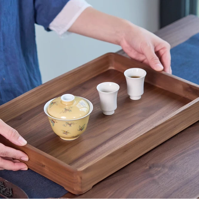 黑胡桃承启圆角托盘