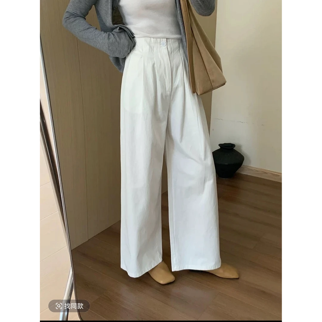 【新款推荐】纯棉酵洗加柔2025夏季新款韩版宽松阔腿裤百搭直筒显瘦
