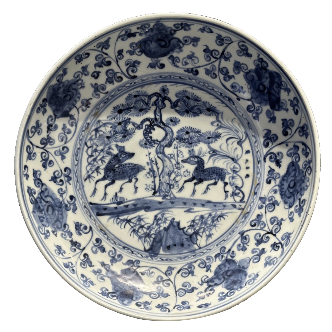 25320361y青花松鹿纹盘