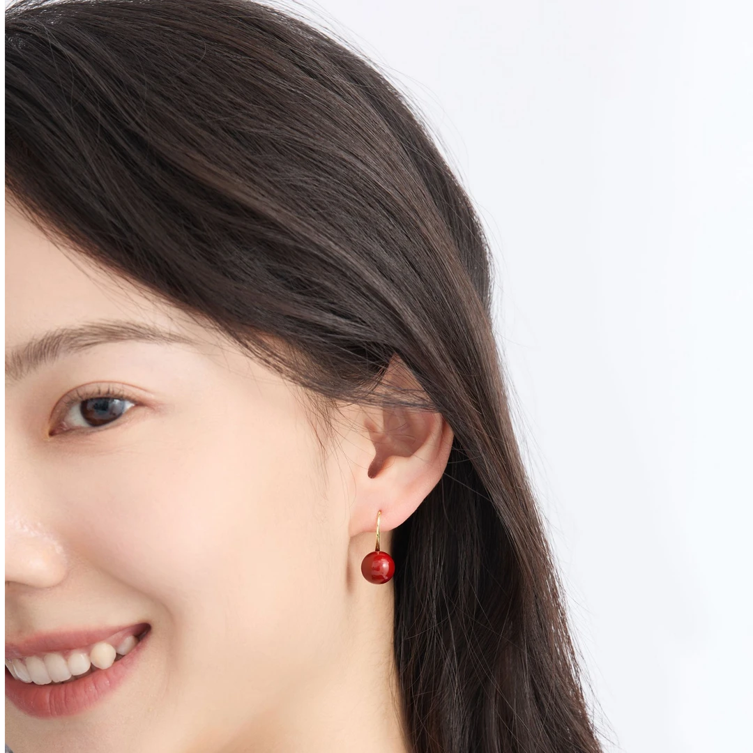 萱子 合金仿珍珠耳饰 【新年氛围】鸿运豆百搭经典耳环简约时尚气质