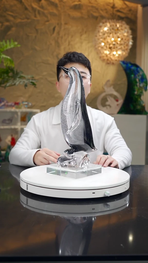 手工艺品琉璃企鹅银灰色小