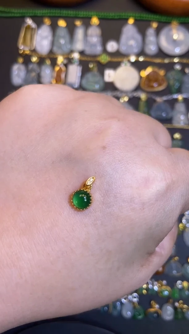 翡翠银S925镶嵌吊坠(不含链)1