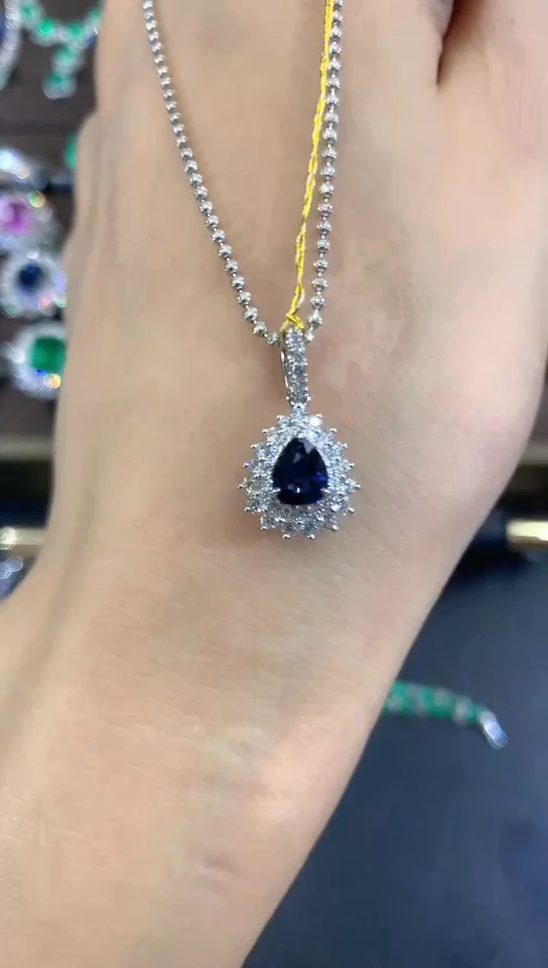 蓝宝石吊坠不含链18K金镶嵌春日珠宝q114