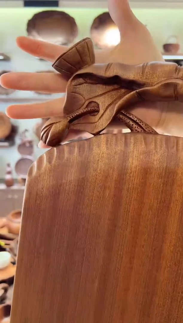 乌木类木雕款荷花菜板