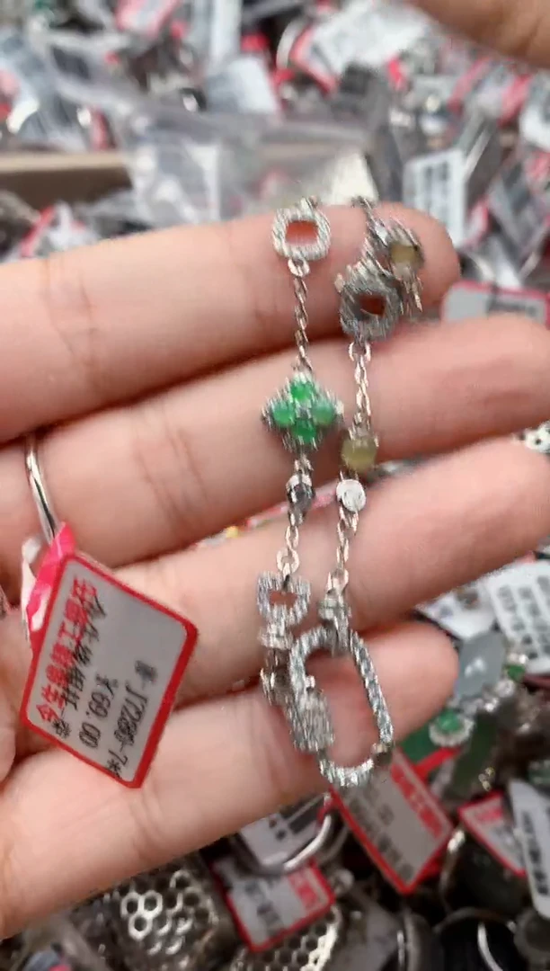 银S925镶嵌戒指翡翠天然A货缅甸翡翠