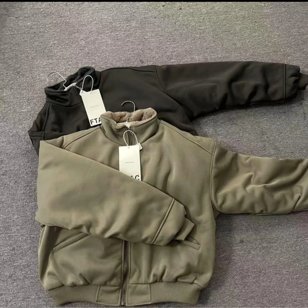 冬季毛绒立领设计美式棉服男女高级感宽松加厚夹克外套