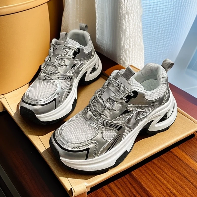 网面老爹鞋女款2025夏季新款厚底显瘦百搭时尚休闲运动鞋女潮鞋