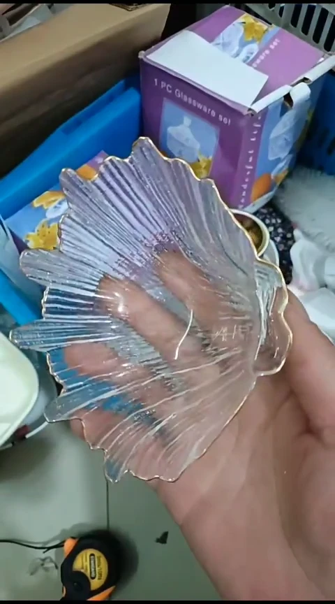 瓷水晶玻璃贝壳盘六个装