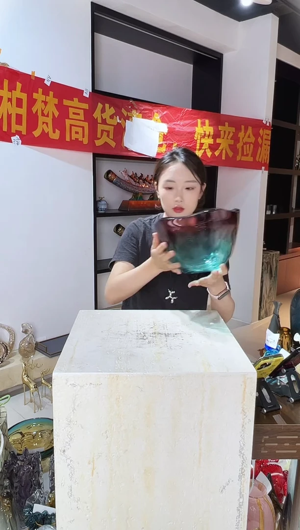 琉璃紫色果盘清仓A79