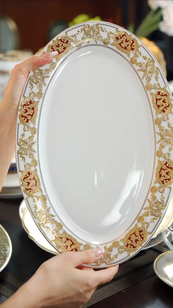 瓷片14英寸鱼盘1个