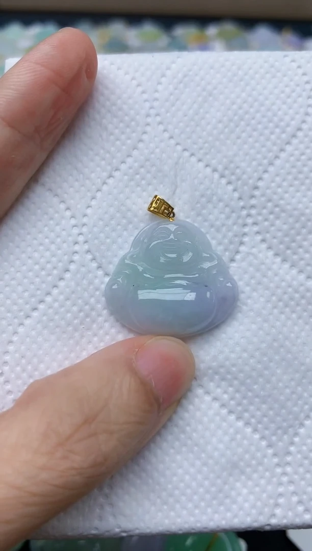 翡翠18K金镶嵌颈饰天然缅甸A货翡翠